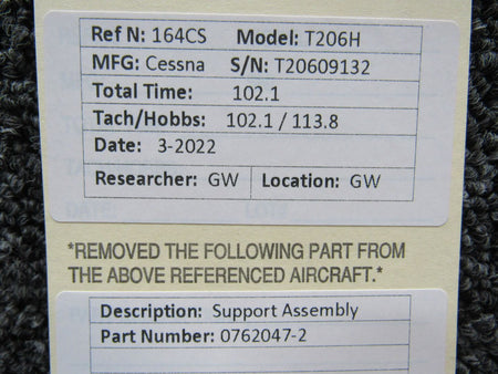 0762047-2 Cessna T206H Support Assembly BAS Part Sales | Airplane Parts