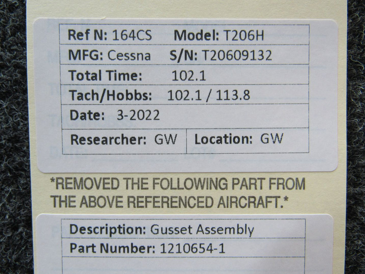 1210654-1 Cessna T206H Gusset Assembly BAS Part Sales | Airplane Parts