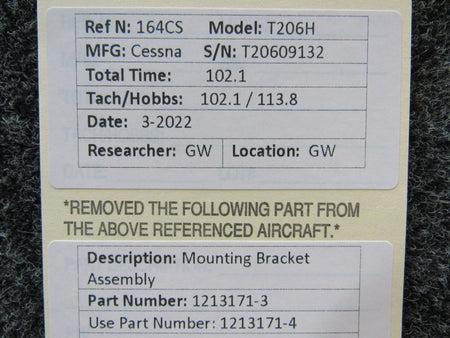 1213171-3 (USE: 1213171-4) Cessna T206H Mounting Bracket Assembly BAS Part Sales | Airplane Parts