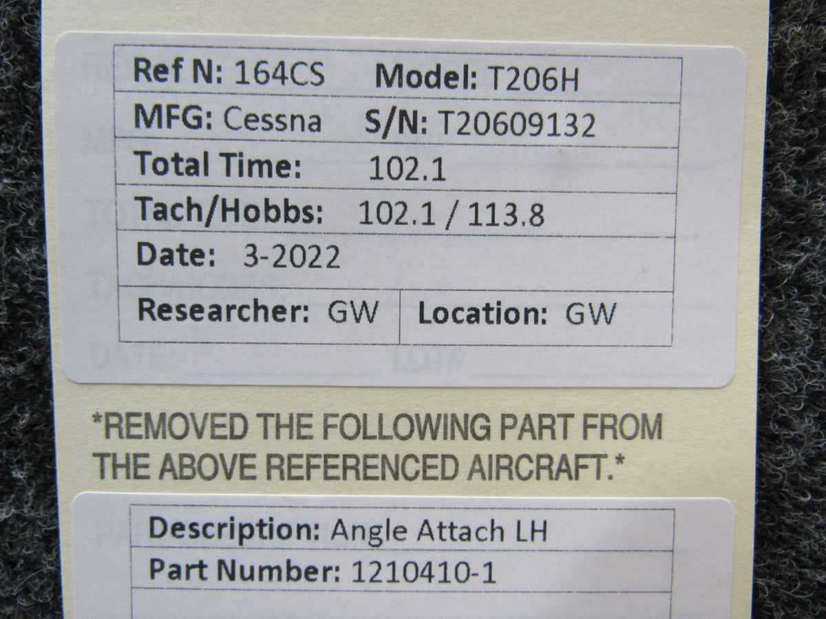 1210410-1 Cessna T206H Angle Attach LH BAS Part Sales | Airplane Parts