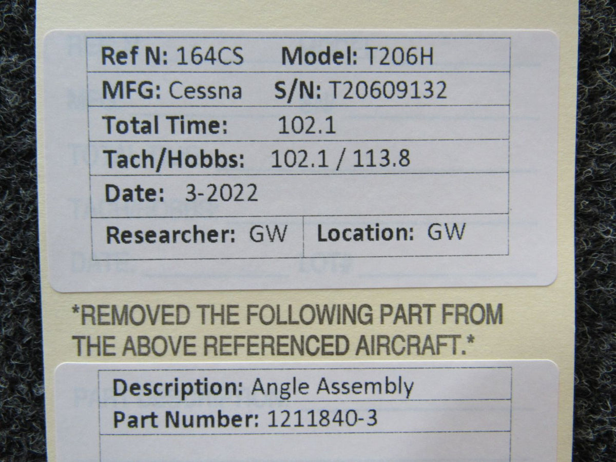 1211840-3 Cessna T206H Angle Assembly BAS Part Sales | Airplane Parts