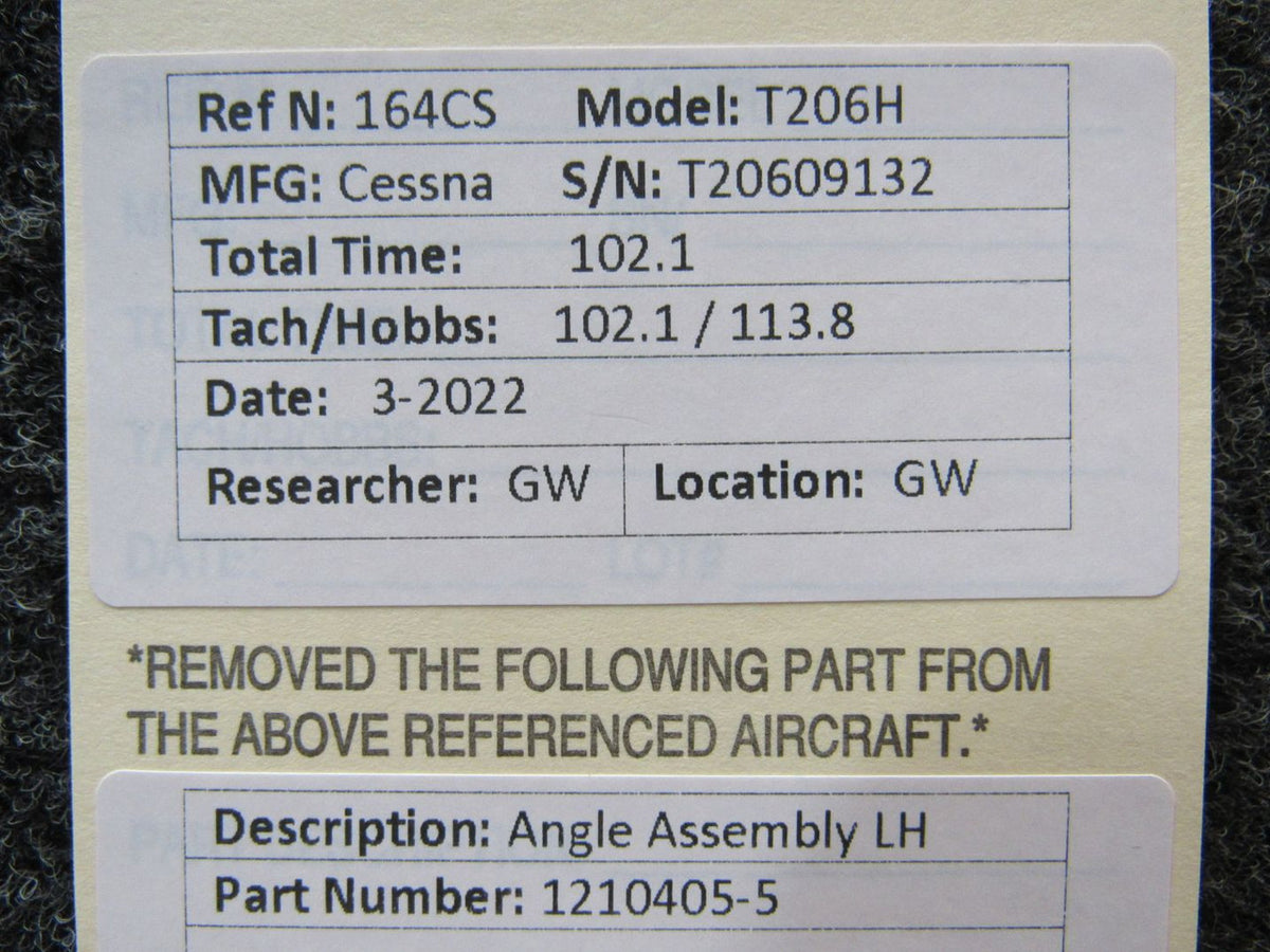1210405-5 Cessna T206H Angle Assembly LH BAS Part Sales | Airplane Parts