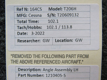 1210405-5 Cessna T206H Angle Assembly LH BAS Part Sales | Airplane Parts