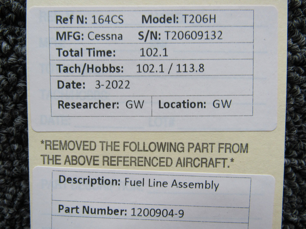 1200904-9 Cessna T206H Fuel Line Assembly BAS Part Sales | Airplane Parts
