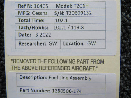 1280506-174 Cessna T206H Fuel Line Assembly BAS Part Sales | Airplane Parts