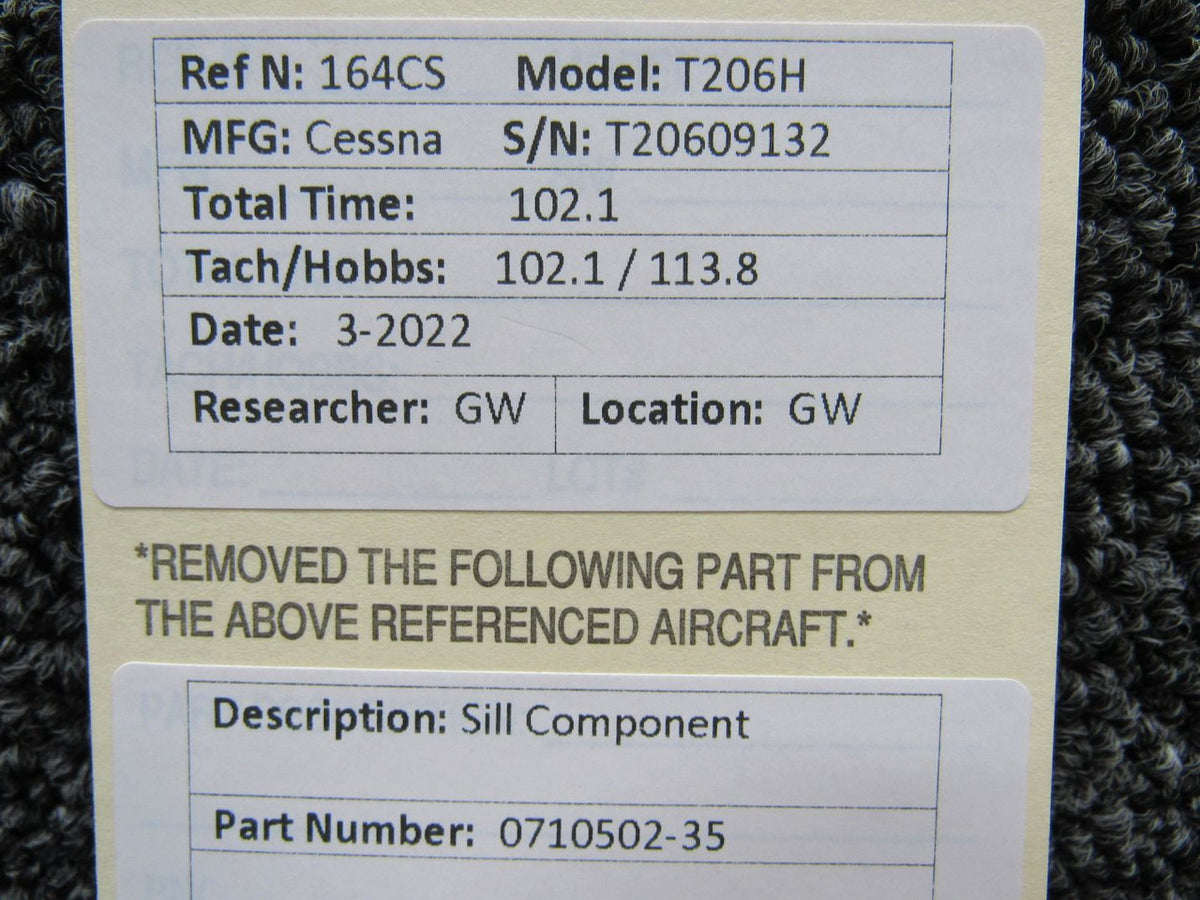 0710502-35 Cessna T206H Sill Component BAS Part Sales | Airplane Parts