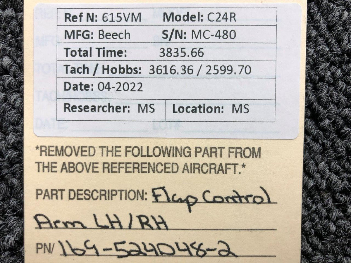 169-524048-2 Beechcraft C24R Flap Control Arm LH / RH BAS Part Sales | Airplane Parts