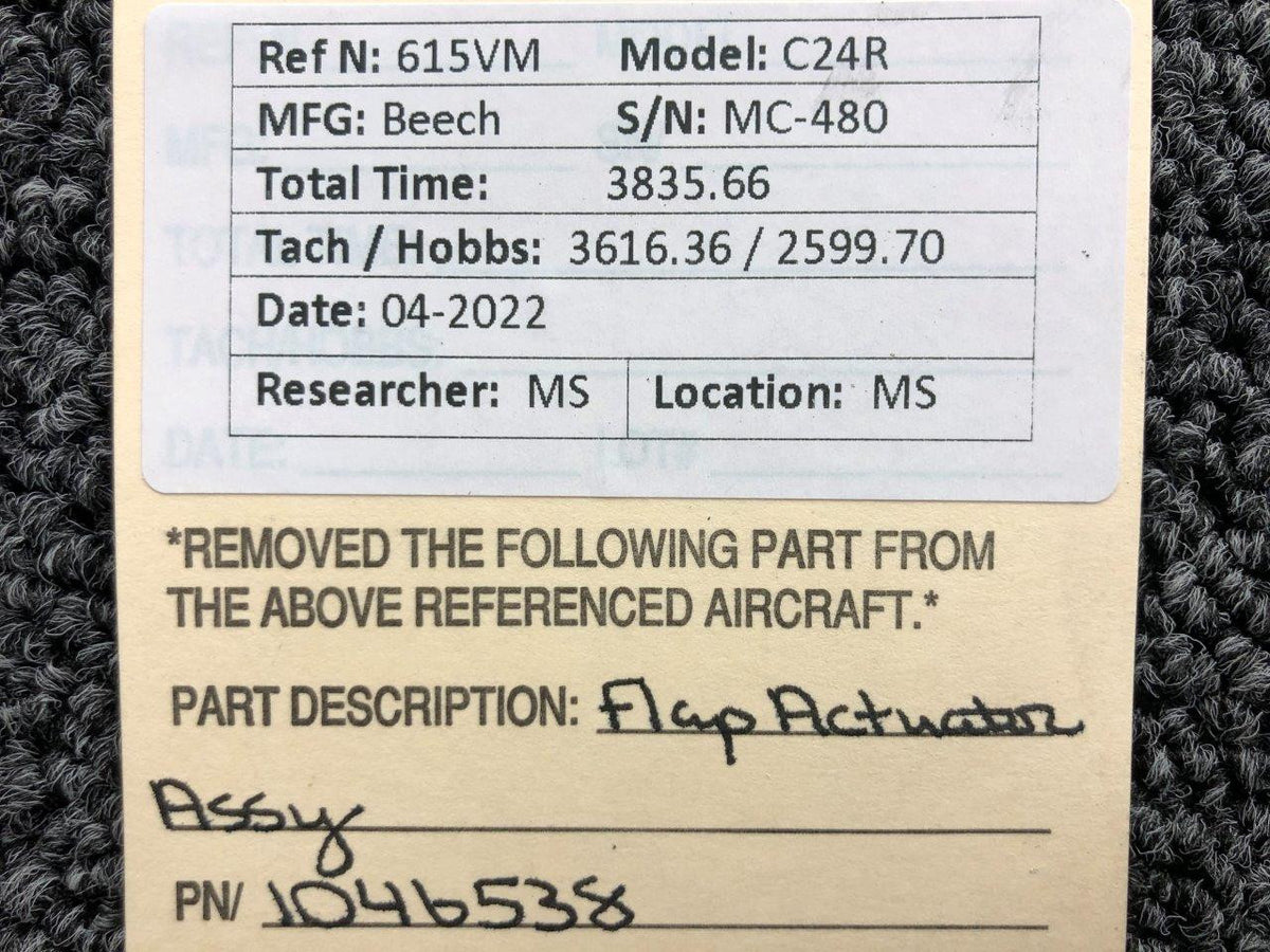 1046538 Beechcraft C24R Flap Actuator Assembly BAS Part Sales | Airplane Parts