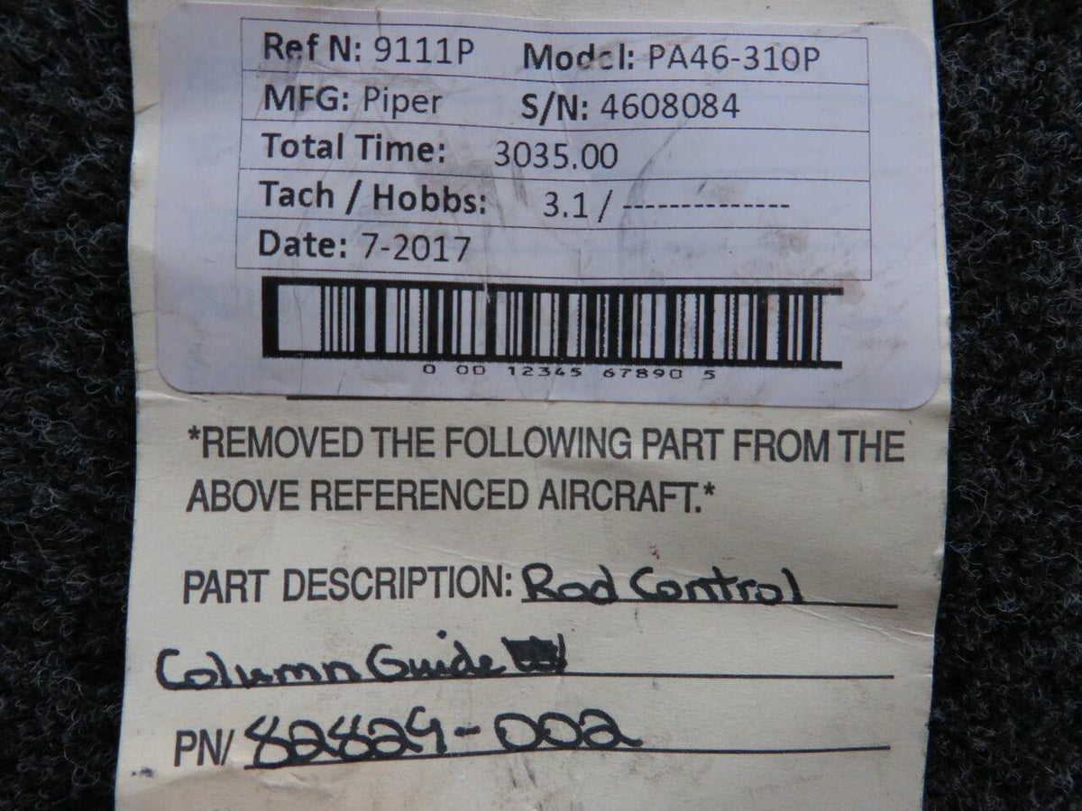 Piper Aircraft Parts 82829-002 Piper PA46-310P Rod Control Column Guide