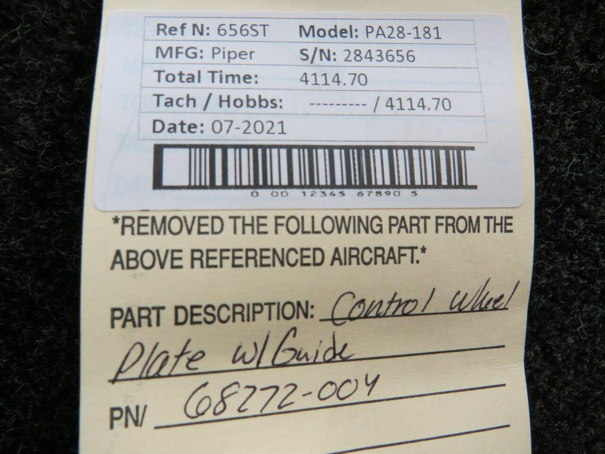 68272-004 Piper PA28 / PA32 Control Wheel Plate W/ Guide BAS Part Sales | Airplane Parts