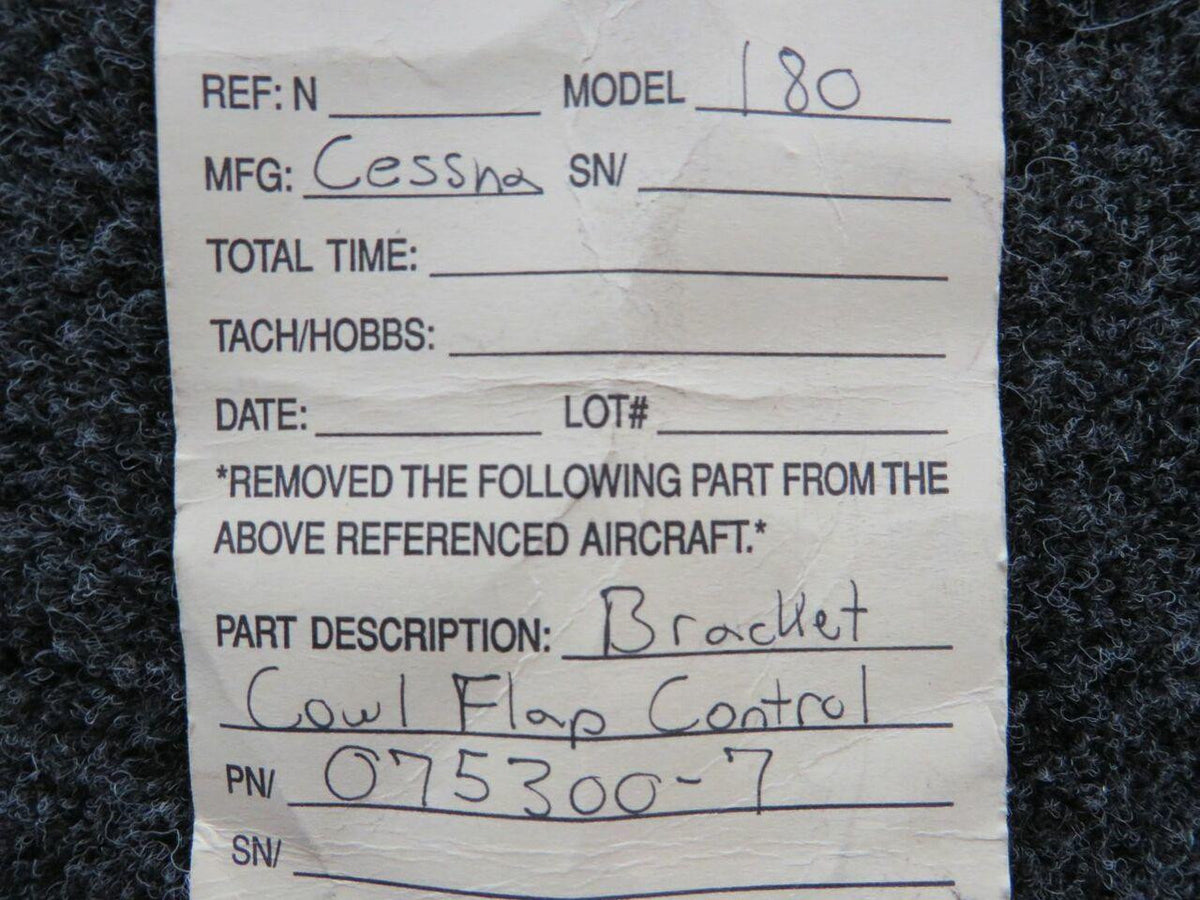 075300-7 Cessna 180 Bracket Cowl Flap Control BAS Part Sales | Airplane Parts