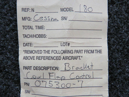 075300-7 Cessna 180 Bracket Cowl Flap Control BAS Part Sales | Airplane Parts