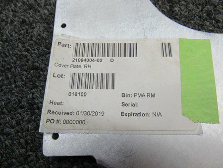 Cessna Aircraft Parts 21094004-02 Cessna Cover Plate RH NEW OLD STOCK