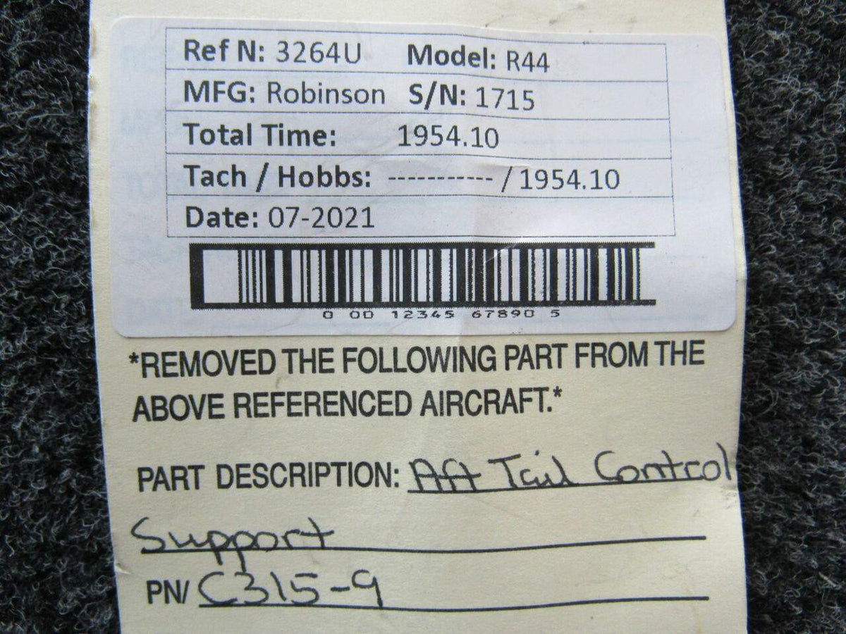 Robinson C315-9 Robinson R44 Aft Tail Control Support