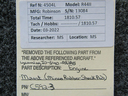 Lycoming C592-3 Robinson R44II Lycoming IO-540-AE1A5 Engine Mount Minus Rubber Pad