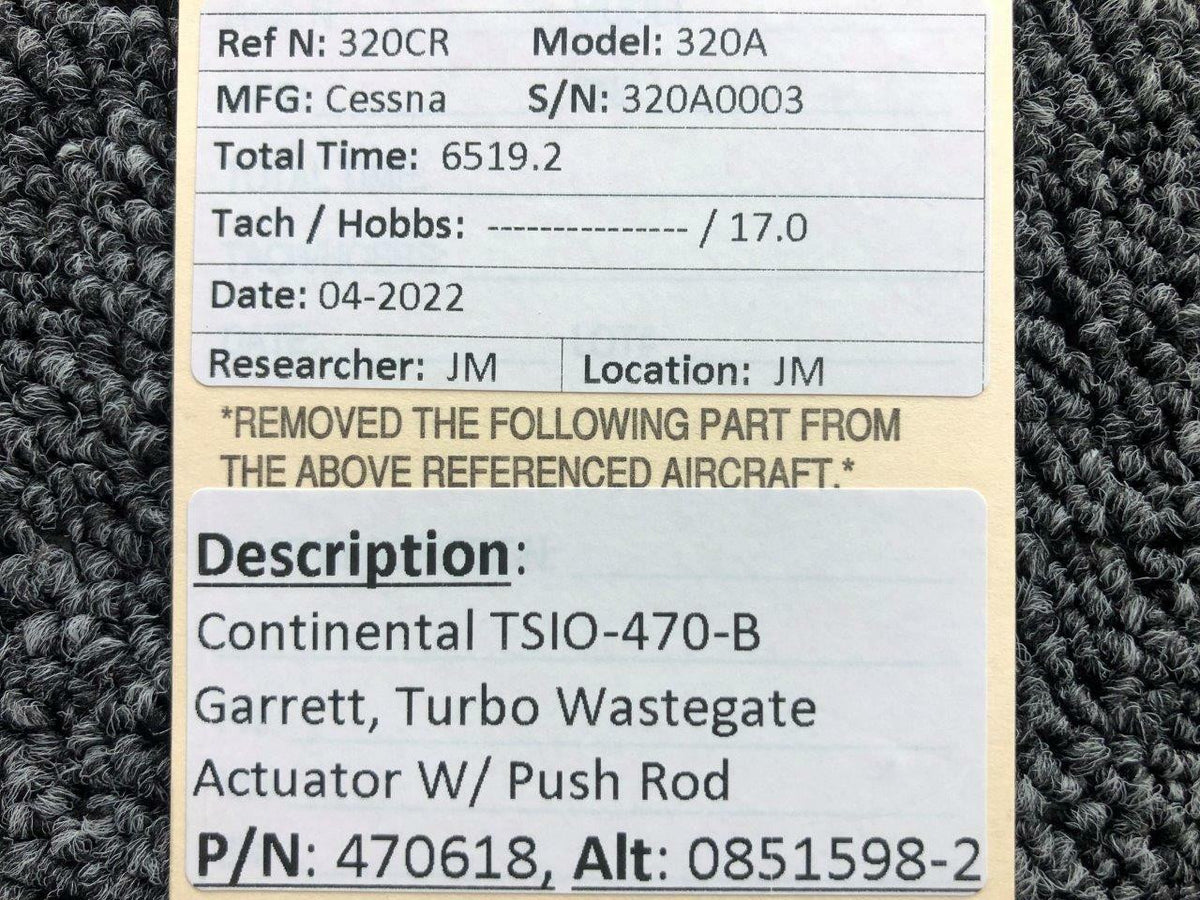 Garrett 470618 ALT 0851598-2 Garrett Corp Turbo Wastegate Actuator W/ Push Rod
