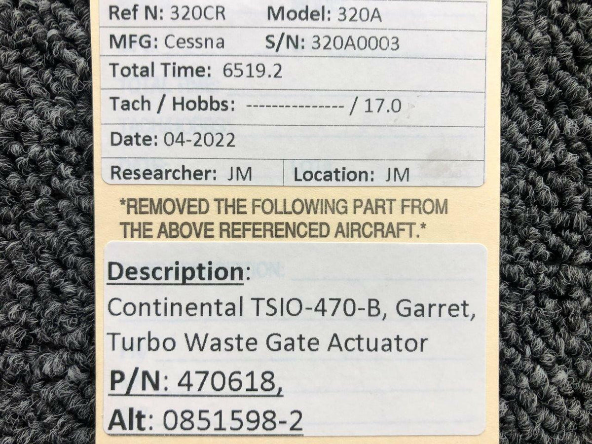 Garrett 470618 ALT 0851598-2 Garrett Corp Turbo Wastegate Actuator
