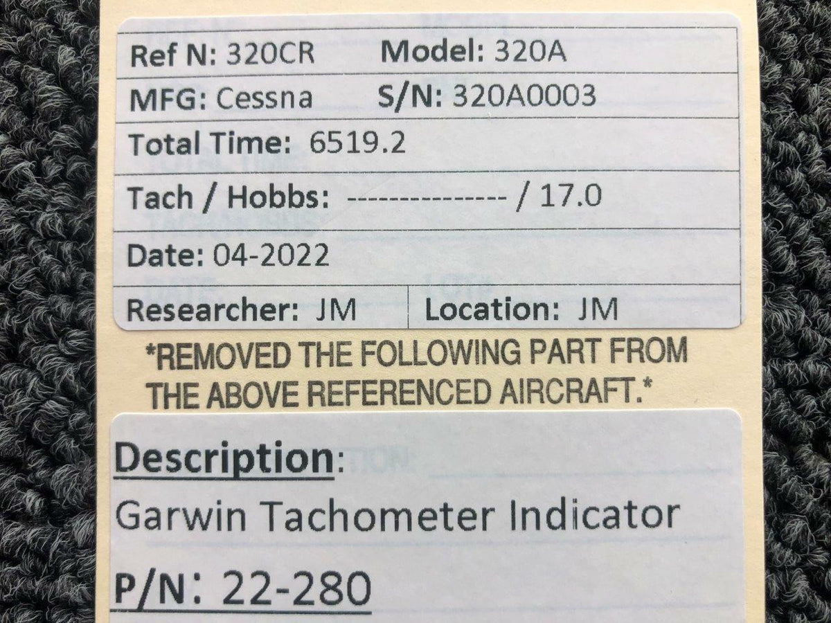 GARWIN 22-280 Garwin Dual Tachometer Indicator
