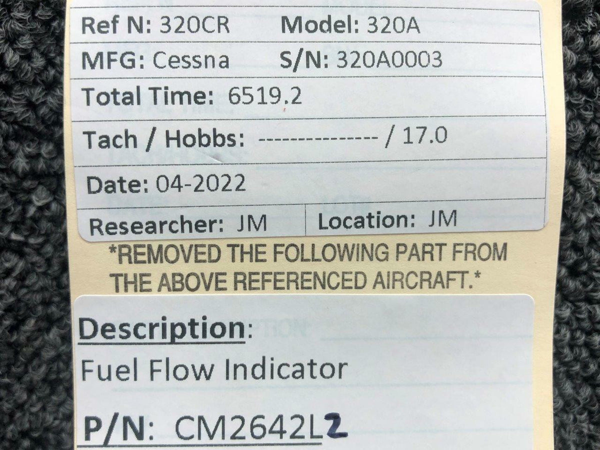 Cessna Aircraft Parts CM2642L2 Cessna 320A Dual Fuel Flow Indicator