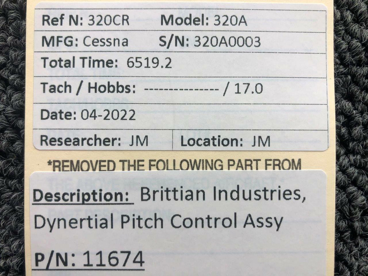 Brittain Industries 11674 Brittain Industries Dynertial Pitch Control Assembly