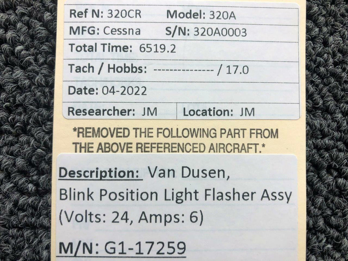 Van Dusen G1-17259 Van Dusen Blink Position Light Flasher Assembly Volts 24, Amps 6