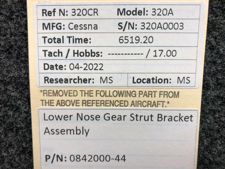 Cessna Aircraft Parts 0842000-44 Cessna 320A Lower Nose Gear Strut Bracket Assembly