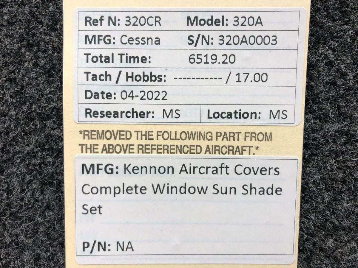 Kennon Aircraft Covers Complete Window Sun Shade Set