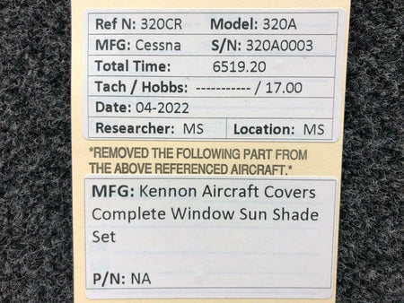 Kennon Aircraft Covers Complete Window Sun Shade Set