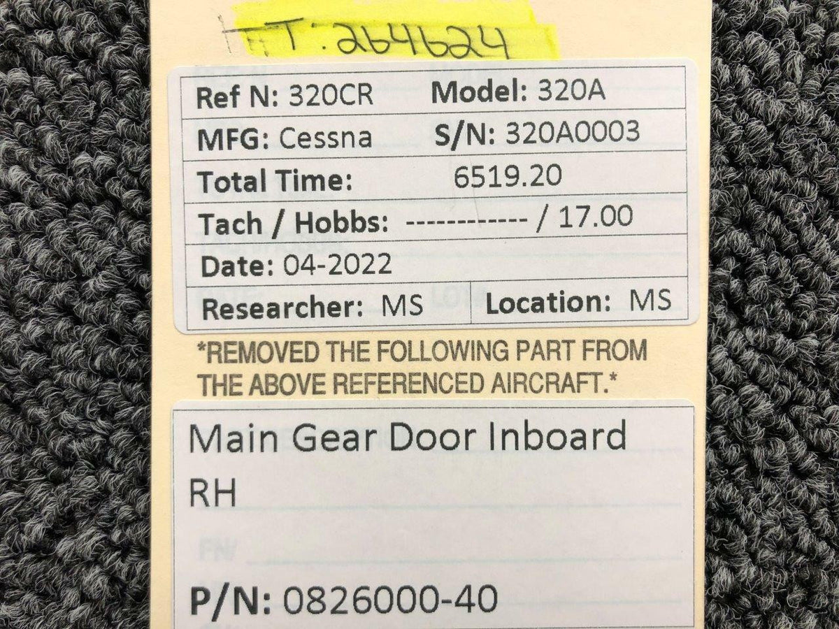Cessna Aircraft Parts 0826000-40 Cessna 320A Main Gear Door Inboard RH