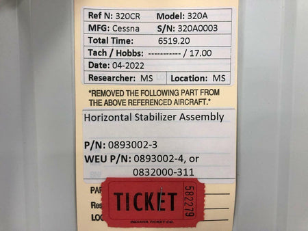 Cessna Aircraft Parts 0893002-3 WEU 0893002-4 Cessna 320A Horizontal Stabilizer Assembly