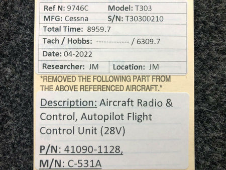 Aircraft Radio and Control 41090-1128 Aircraft Radio and Control C-531A Autopilot Flight Control Unit 28V