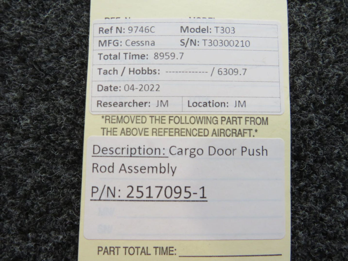 2517095-1 Cessna T303 Cargo Door Push Rod Assembly BAS Part Sales | Airplane Parts