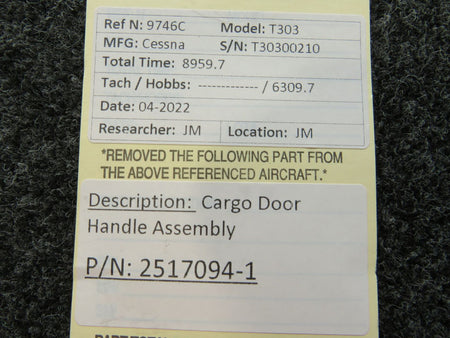 2517094-1 Cessna T303 Cargo Door Handle Assembly BAS Part Sales | Airplane Parts