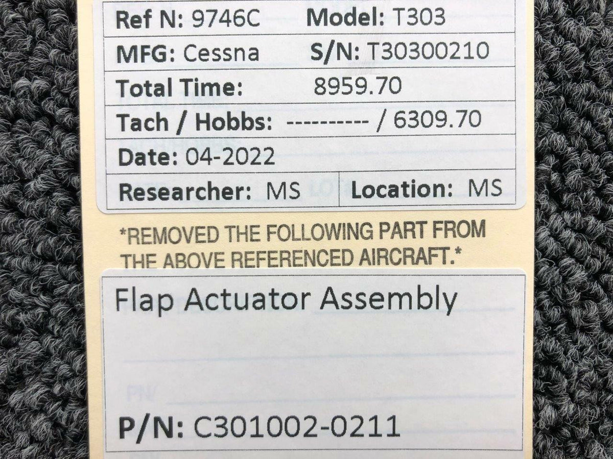 Cessna Aircraft Parts C301002-0211 Cessna T303 Flap Actuator Assembly
