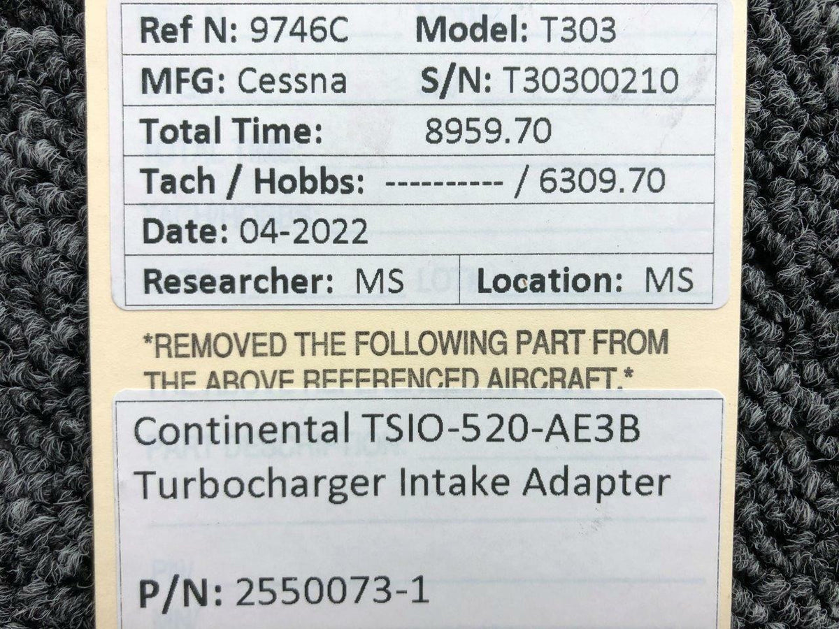 Continental 2550073-1 Continental TSIO-520-AE3B Turbocharger Intake Adapter