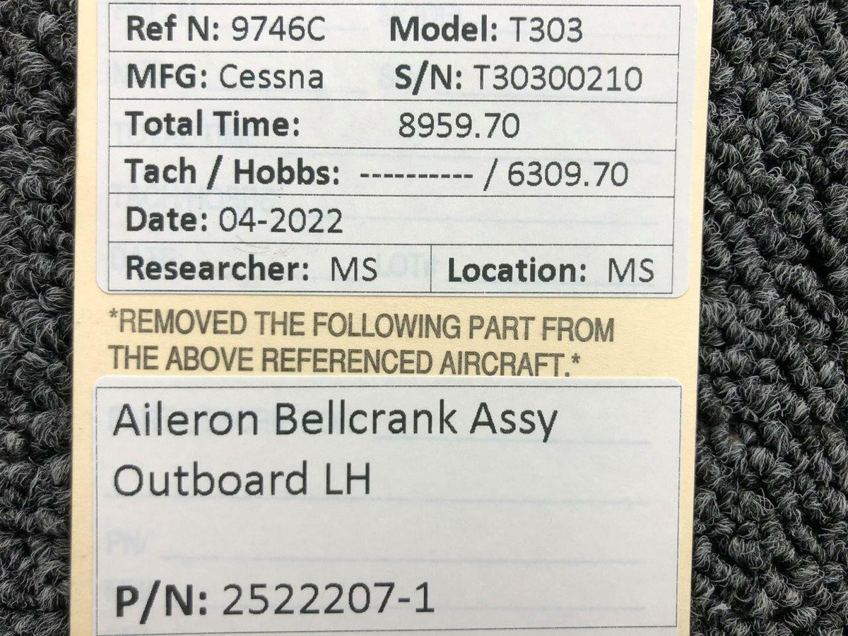 2522207-1Cessna T303 Aileron Bellcrank Assembly Outboard LH BAS Part Sales | Airplane Parts