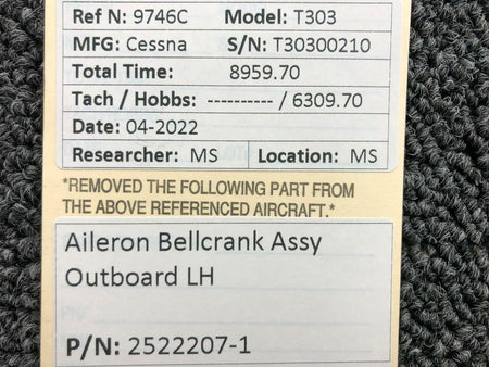 2522207-1Cessna T303 Aileron Bellcrank Assembly Outboard LH BAS Part Sales | Airplane Parts