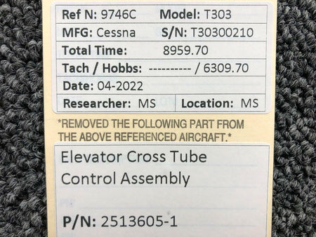 Cessna Aircraft Parts 2513605-1 Cessna T303 Elevator Cross Tube Control Assembly