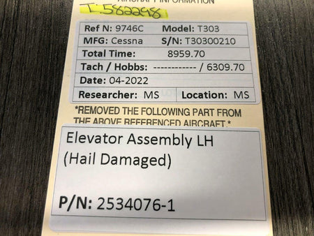 Cessna Aircraft Parts 2534076-1 Cessna T303 Elevator Assembly LH
