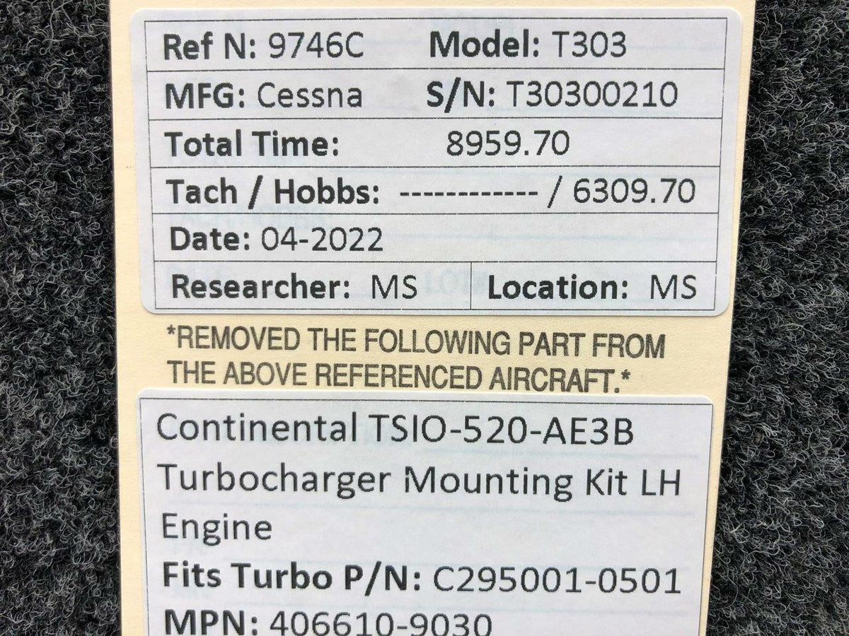 Continental 406610-9030 Continental TSIO-520-AE3B Turbocharger Mounting Kit LH Engine
