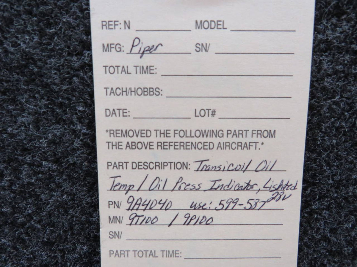 9A4040 Piper Transicoil Oil Temp / Oil Press Indicator (Volts: 28, Lighted) BAS Part Sales | Airplane Parts