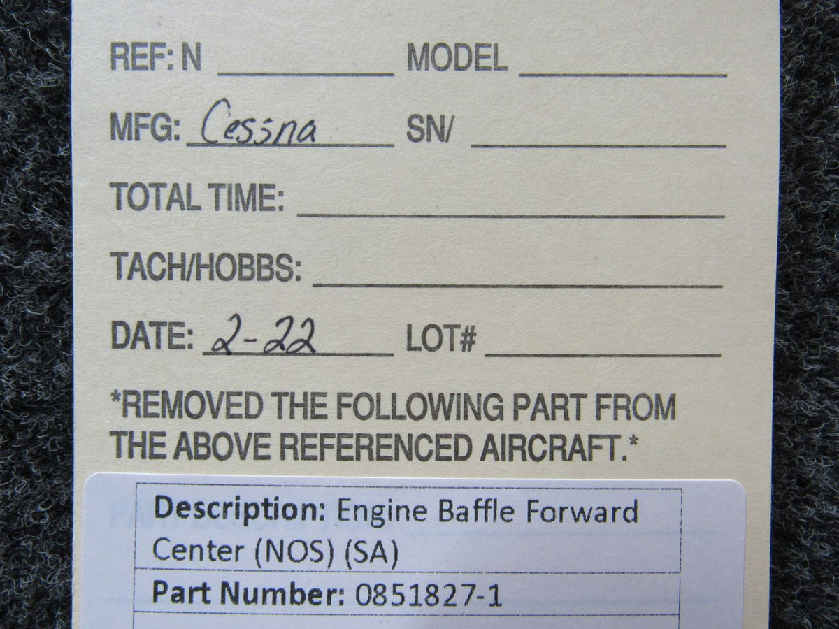 0851827-1 Cessna Engine Baffle Forward Center (NEW OLD STOCK) (SA) BAS Part Sales | Airplane Parts