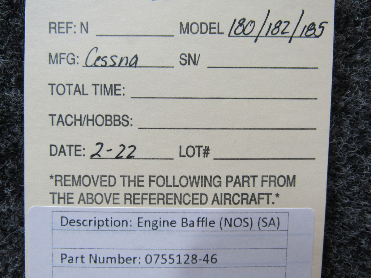 0755128-46 Cessna 180 / 182 / 185 Engine Baffle (NEW OLD STOCK) (SA) BAS Part Sales | Airplane Parts