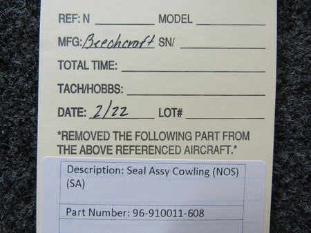 96-910011-608 Beechcraft Cowling Seal Assembly (NEW OLD STOCK) (SA) BAS Part Sales | Airplane Parts