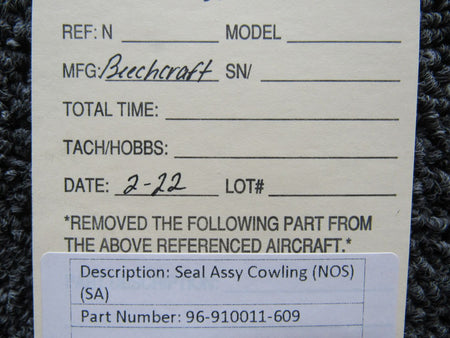 96-910011-609 Beechcraft Cowling Seal Assembly (NEW OLD STOCK) (SA) BAS Part Sales | Airplane Parts