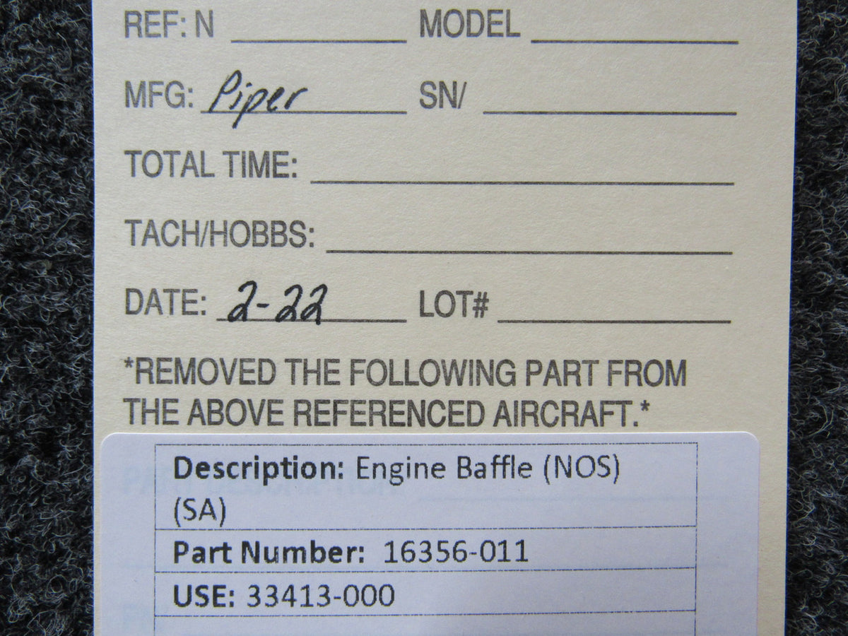 16365-011 (USE: 33413-000) Piper Engine Baffle (NEW OLD STOCK) (SA) BAS Part Sales | Airplane Parts