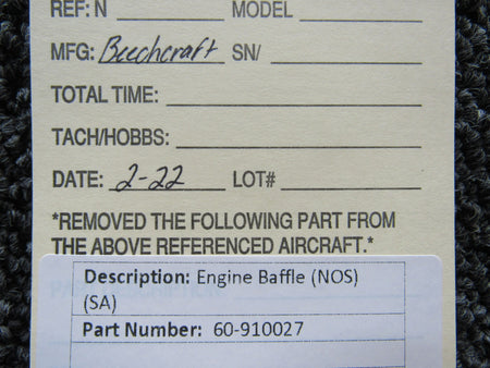 60-9170027 Beechcraft Engine Baffle (NEW OLD STOCK) (SA) BAS Part Sales | Airplane Parts