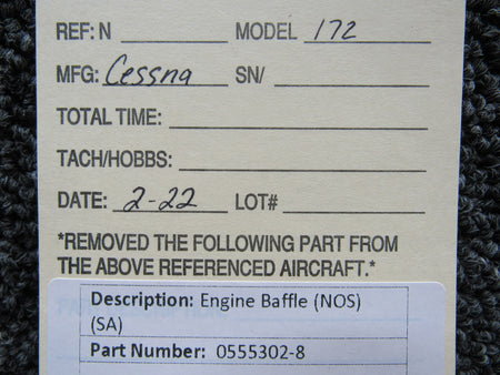 0555302-8 Cessna 172 Engine Baffle (NEW OLD STOCK) (SA) BAS Part Sales | Airplane Parts