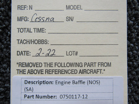 0750117-12 Cessna Engine Baffle (NEW OLD STOCK) (SA) BAS Part Sales | Airplane Parts