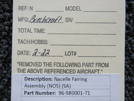 96-980001-71 Beechcraft Nacelle Fairing Assembly (NEW OLD STOCK) (SA) BAS Part Sales | Airplane Parts
